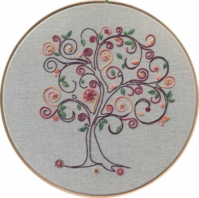 Kit de broderie traditionnelle :  ARBRE AUTOMNE  de Sophie Delhomme