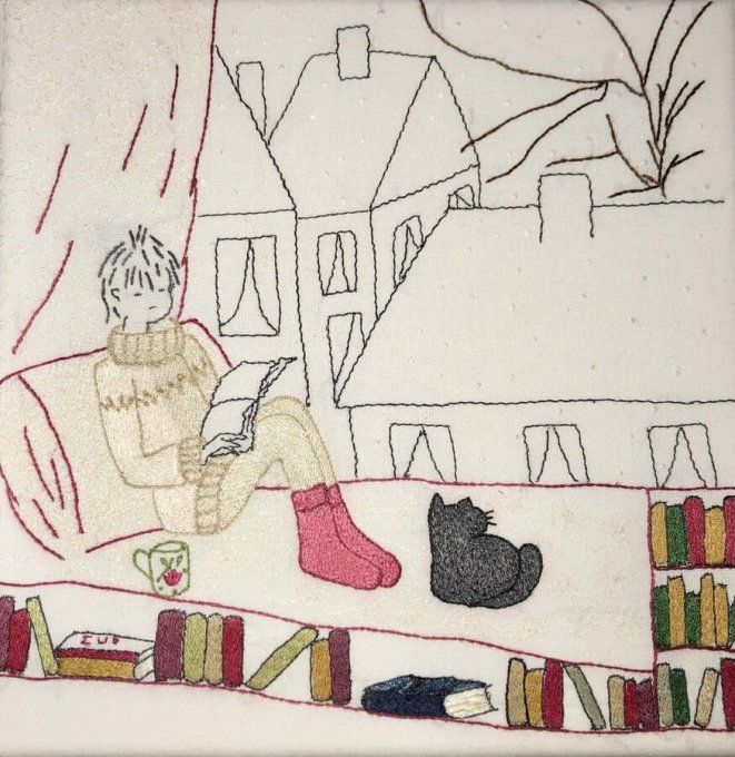 Kit de broderie traditionnelle : Cocooning           Série le monde des livres