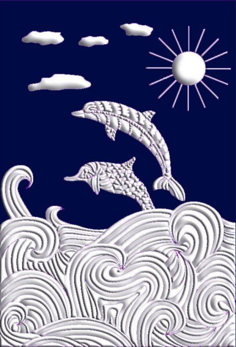 Dauphins joueurs GM (21 x 27 cm ) Sophie Delhomme