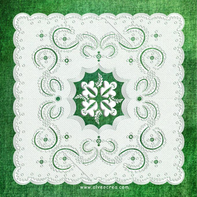 Boutis : Fougères (52 x 52 cm)