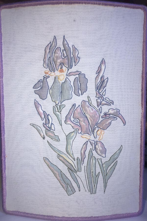 Boutis : Iris des marais (18.5 x 25 cm) 