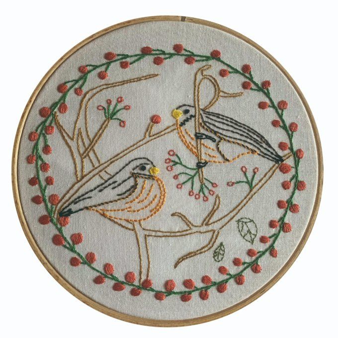 Kit de broderie traditionnelle : Hiver au jardin modèle de Sophie Delhomme