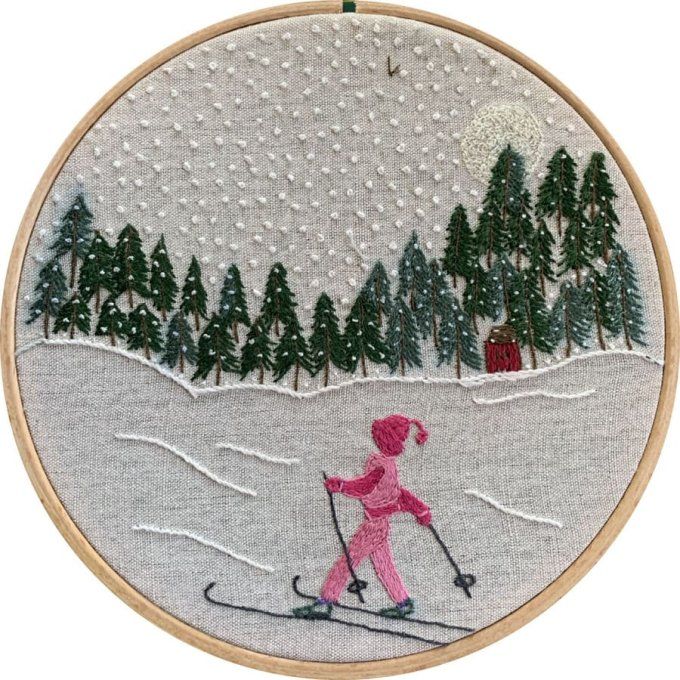 Kit de broderie traditionnelle : Le skieur de Michelle Charvet