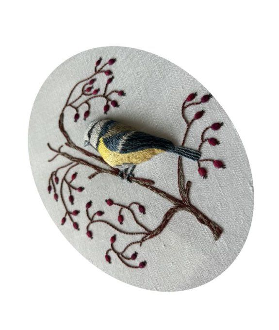 Kit de broderie traditionnelle : MESANGE BLEUE de Sophie Delhomme