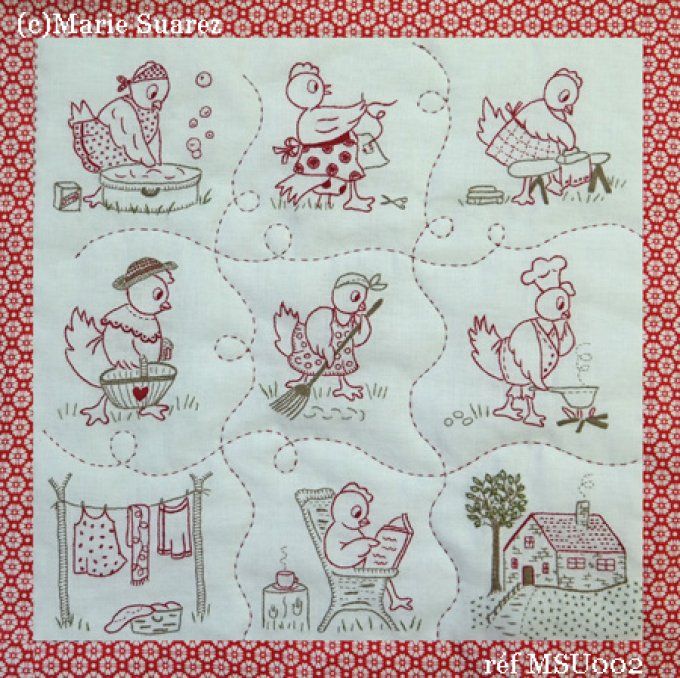 Kit de broderie traditionnelle : Poulette (panneau) de Marie Suarez