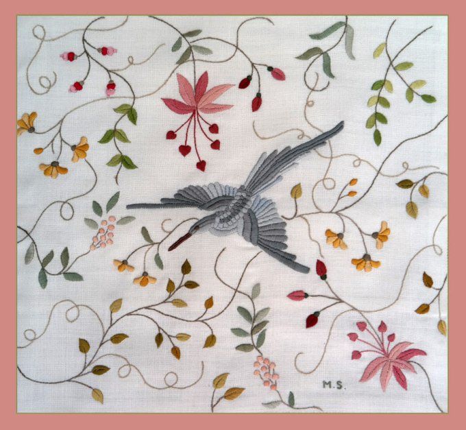 Kit de broderie traditionnelle : L'oiseau gris