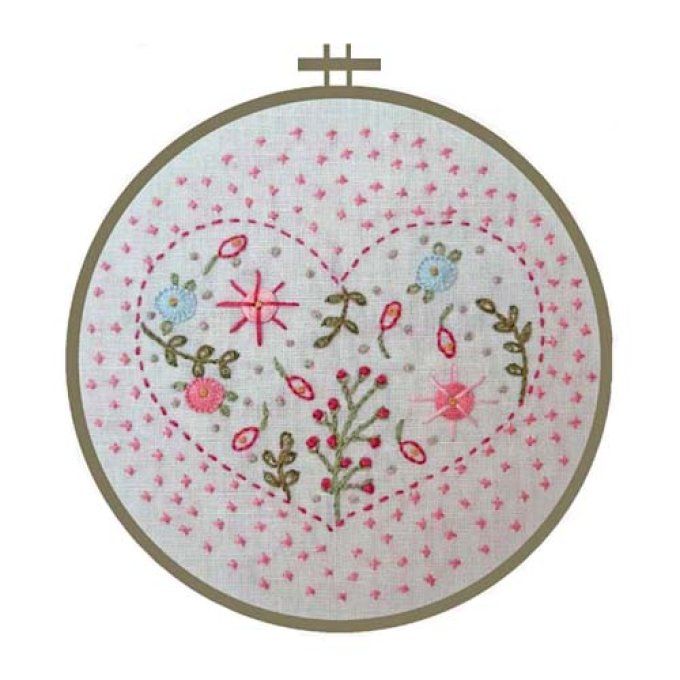 Kit de broderie traditionnelle : Coeur de Printemps de Marie Suarez