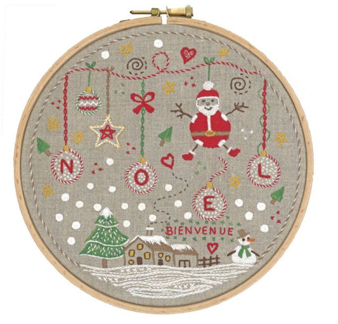 Kit de broderie traditionnelle :Bienvenue Noël de Marie Suarez