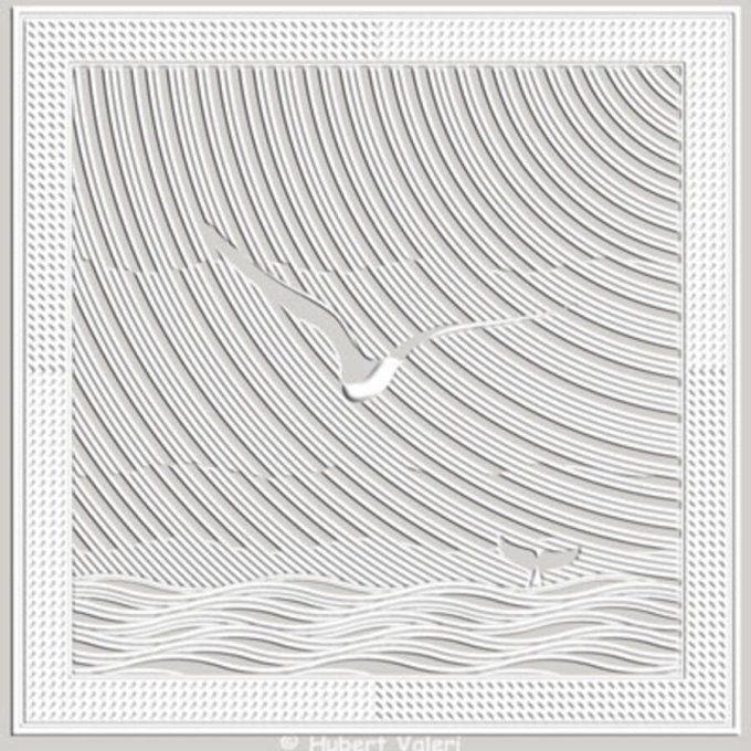 Boutis : Carré oiseau (± 41 cm *41 cm) d'Hubert Valeri