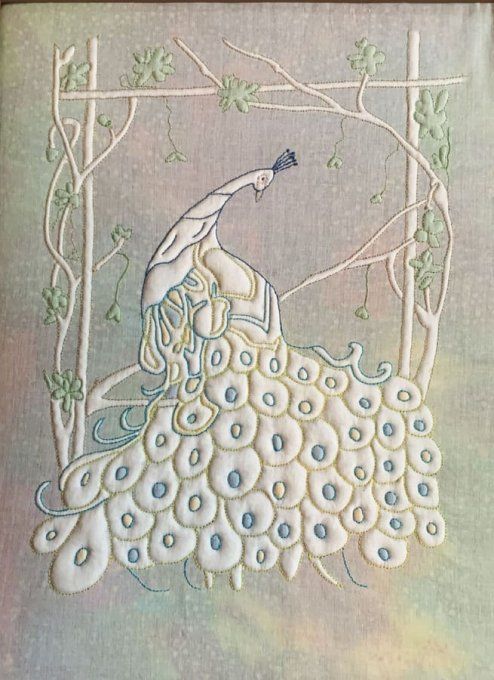 Boutis : Paon royal (21 x 27 cm)