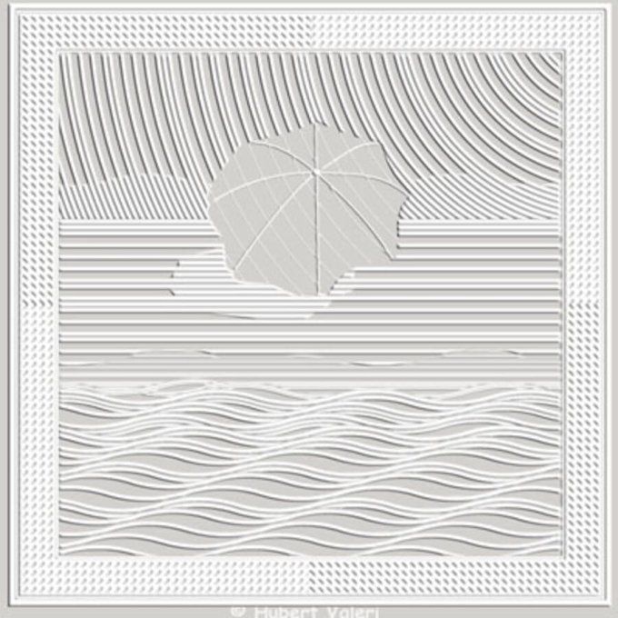 Boutis : Carré plage (± 41 cm *41 cm) d'Hubert Valeri