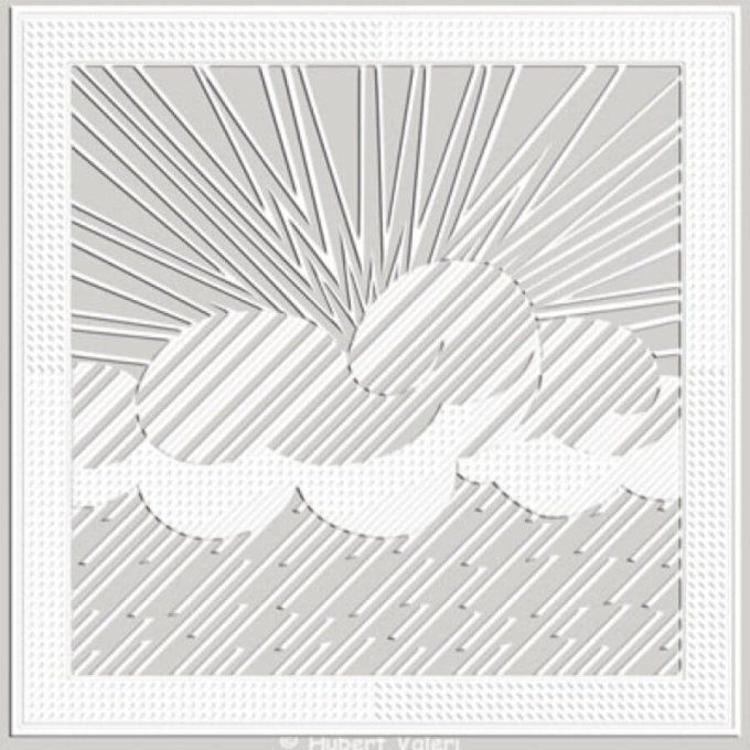 Boutis : Carré pluie (± 41 cm *41 cm) d'Hubert Valeri