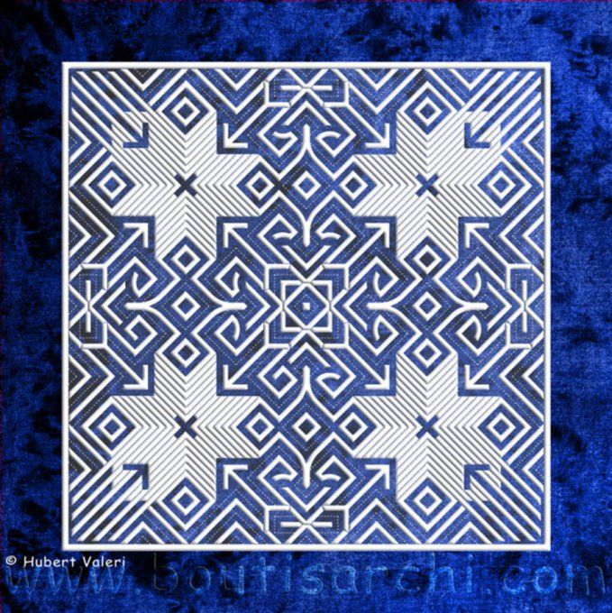 Boutis : Réunion - Grand (≈ 35.5 * 35.5 cm) d'Hubert Valeri