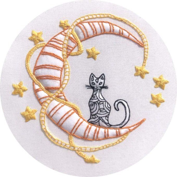 Kit broderie - boutis : Rêve de chat.