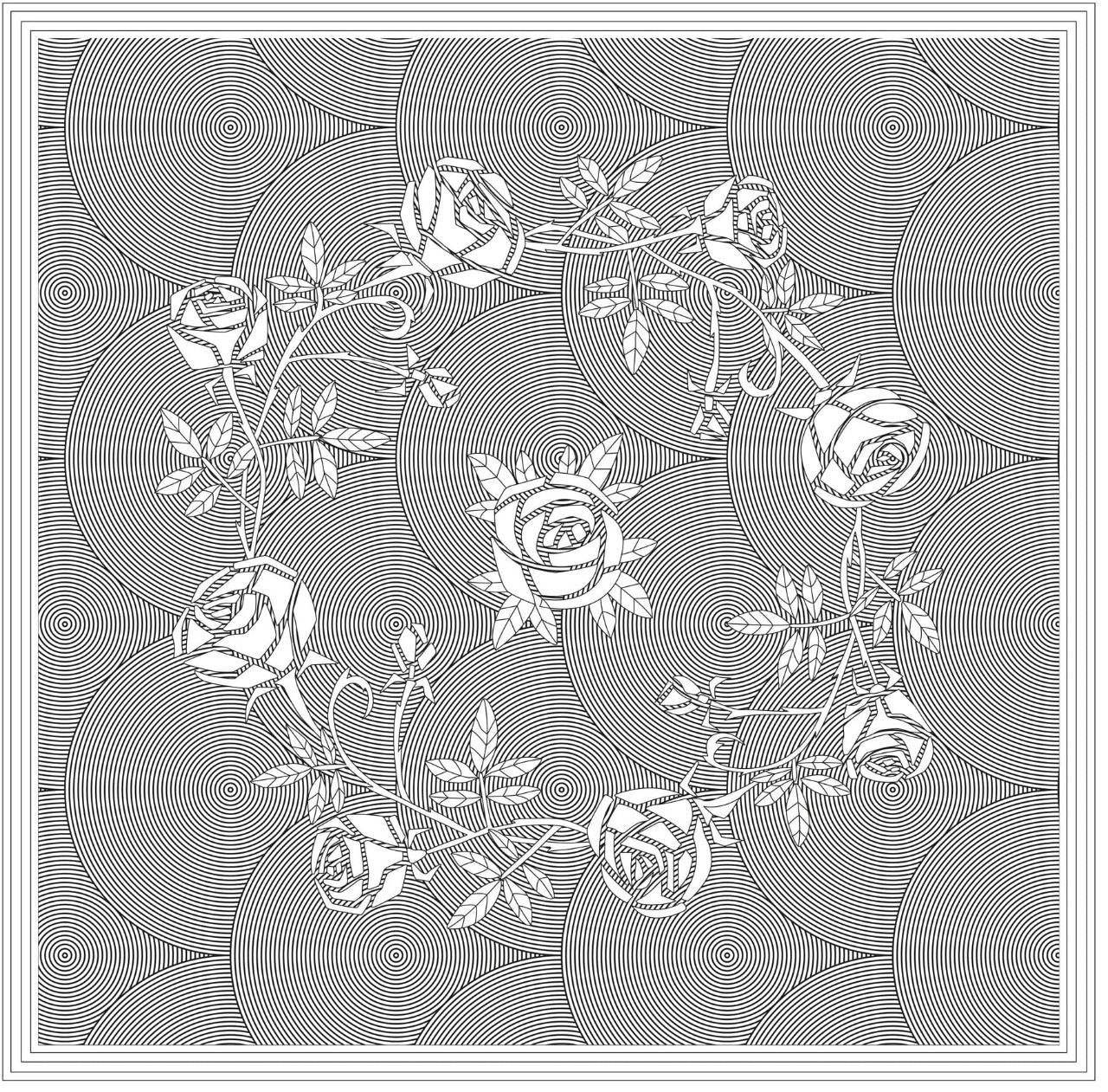 Boutis : Roses Mandala (50 x 50 cm)