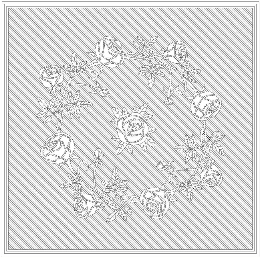 Boutis : Roses vermiculées (50 x 50 cm)