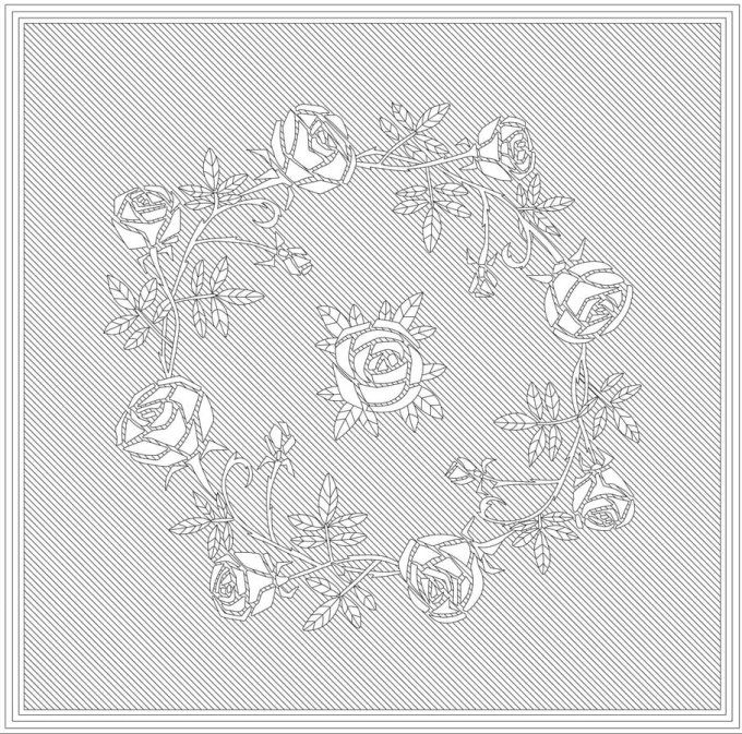 Boutis : Roses vermiculées (50 x 50 cm)