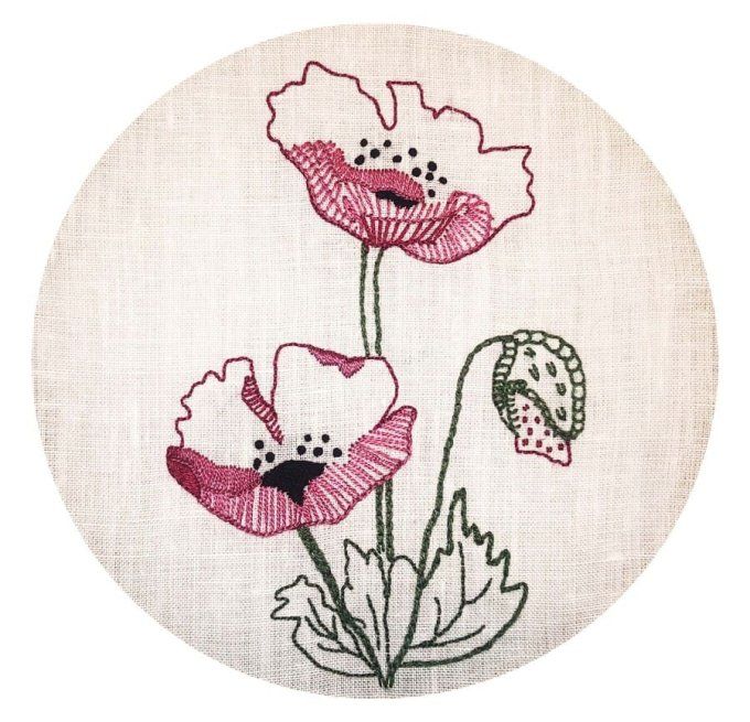 Kit de broderie traditionnelle : Coquelicots Sophie Delhomme