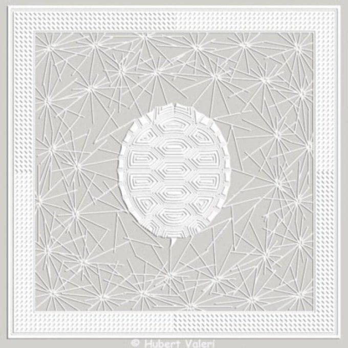 Boutis : Carré tortue (± 41 cm *41 cm) d'Hubert Valeri