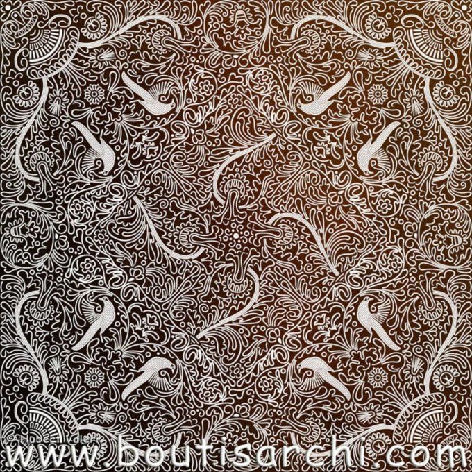 Boutis : Vermiculé aux faisans. (≈ 70 *70 cm) d'Hubert Valeri