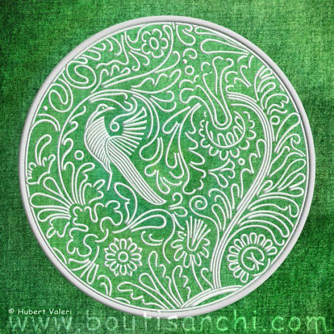 Médaillon au faisan, vermiculé d'Hubert Valeri