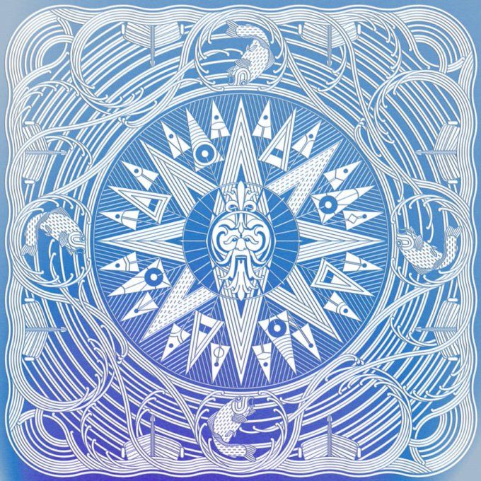 Boutis : Grand compas (73 cm * 73 cm) d'Hubert Valeri