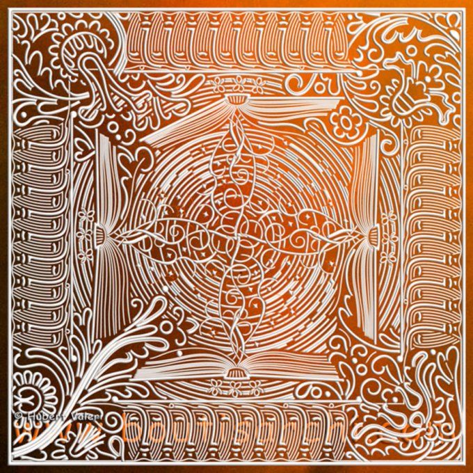 Boutis : Vermiculé aux faisans. (≈ 70 *70 cm) d'Hubert Valeri